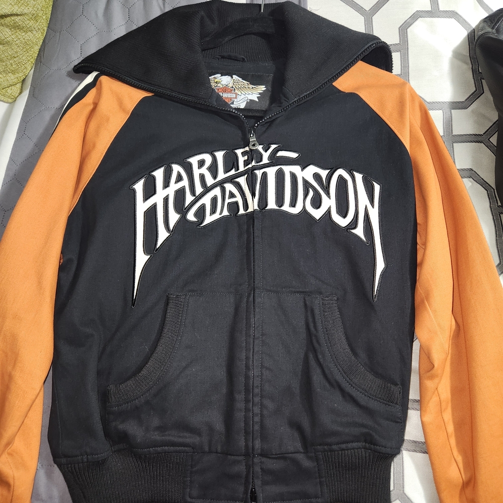 Harley-Davidson Black and Orange Bomber Jacket
